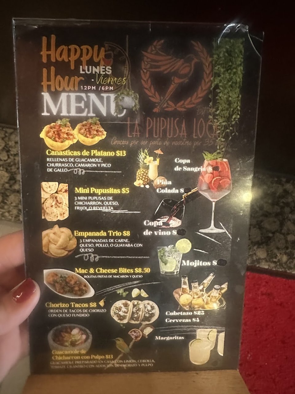 Restaurant menu with breakfast and dinner options.